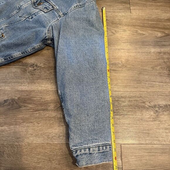 Levi’s Vintage 90’s Blue Denim Flannel Lined Trucker Jacket Size XL 70614-0389 - Picture 8 of 10